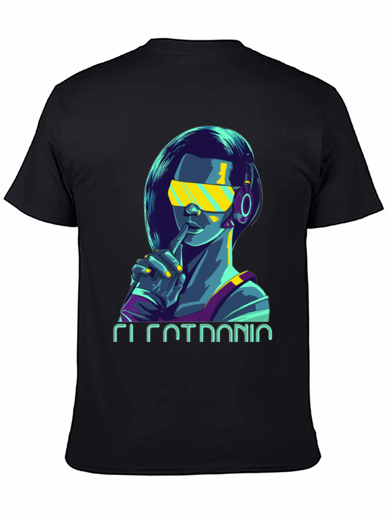 Cyberpunk Girl Graphic Tee - Stylish Black Cotton T-Shirt