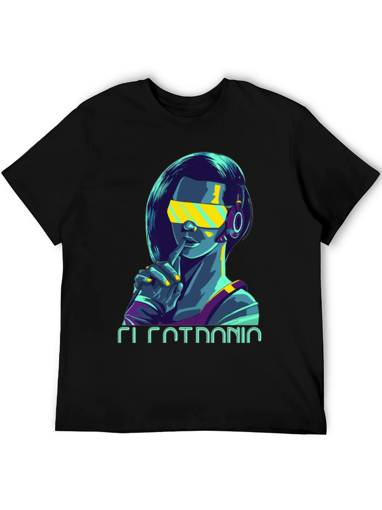 Cyberpunk Girl Graphic Tee - Stylish Black Cotton T-Shirt