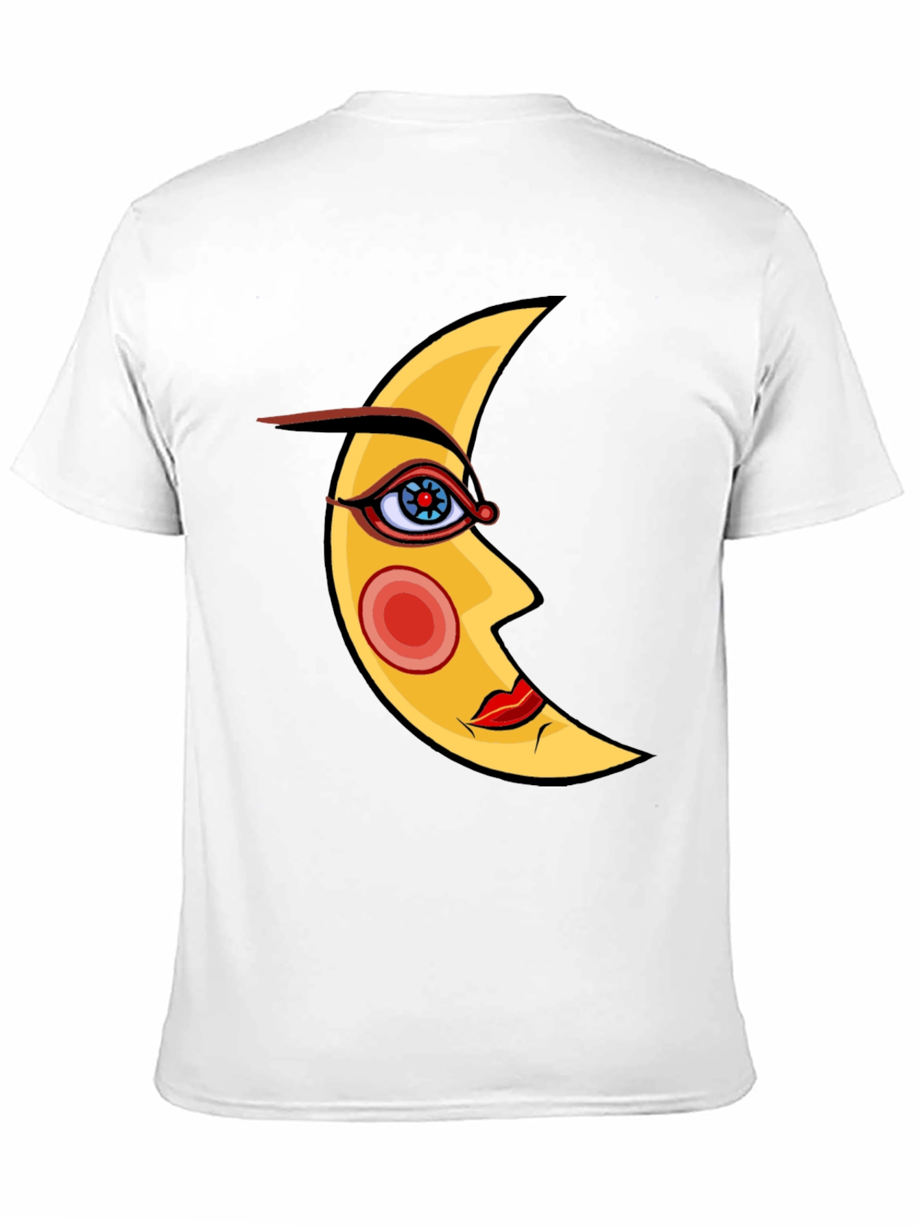 Crescent Moon Face Graphic Tee - Black Cotton T-Shirt
