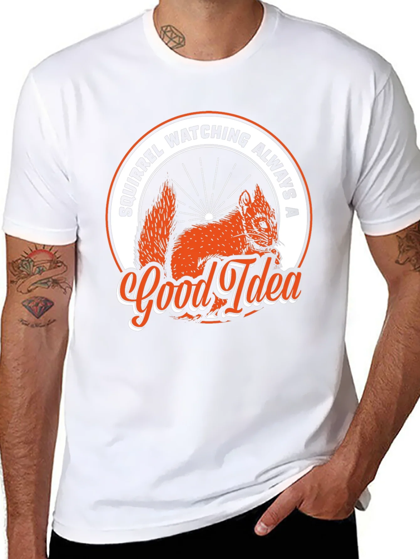 Squirrel Watching Always A Good Idea Black T-Shirt