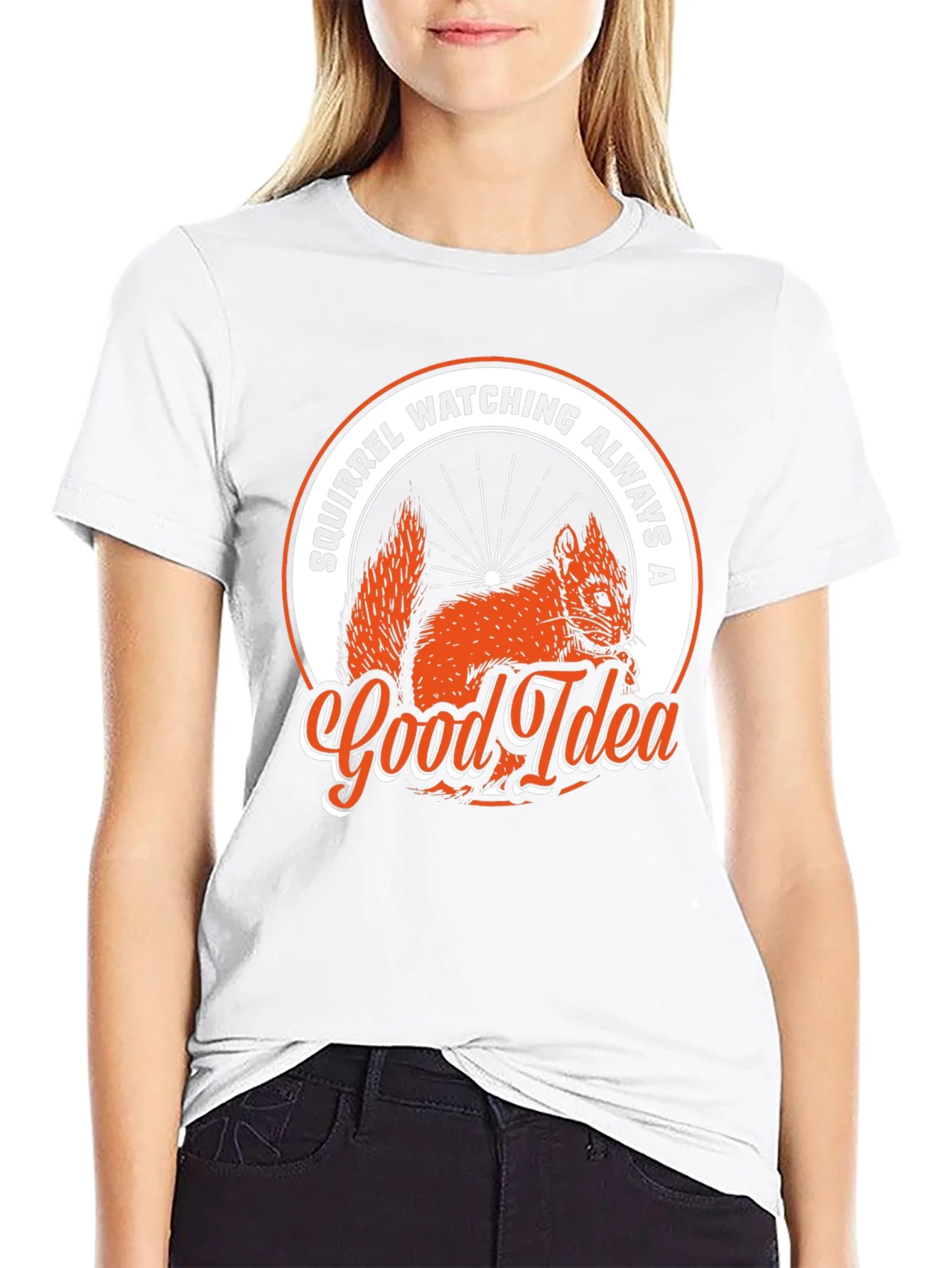 Squirrel Watching Always A Good Idea Black T-Shirt