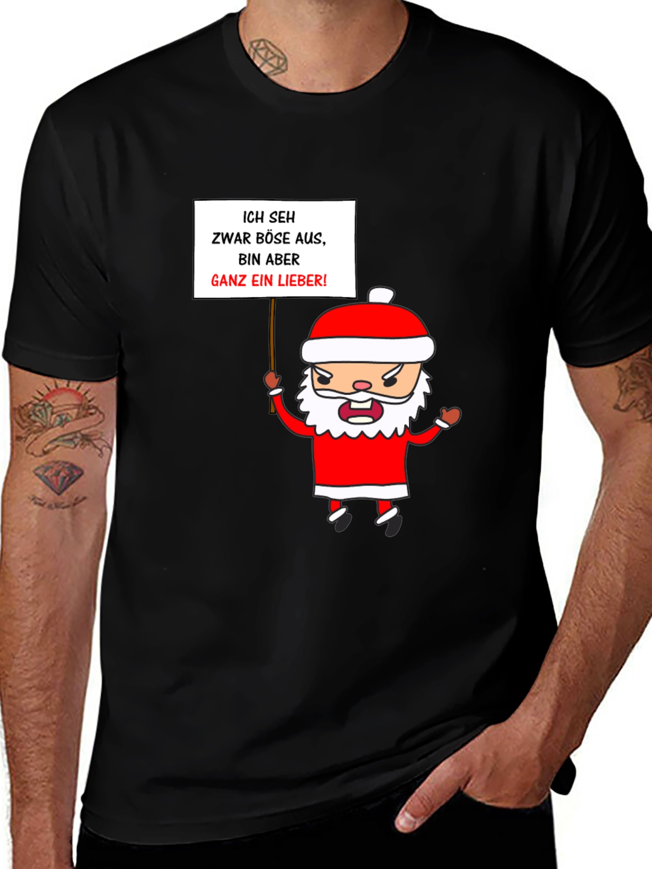 Funny Grumpy Santa Graphic T-Shirt