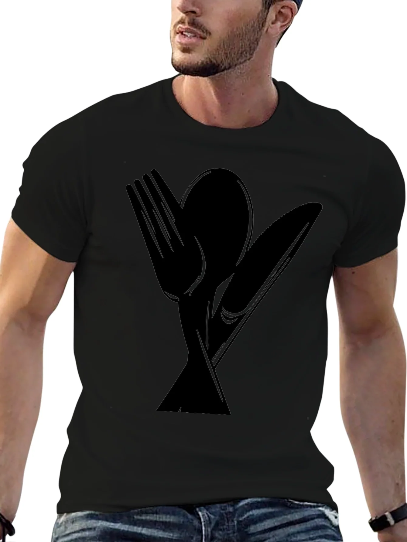 Cutlery Graphic Tee - Black Cotton Blend Shirt