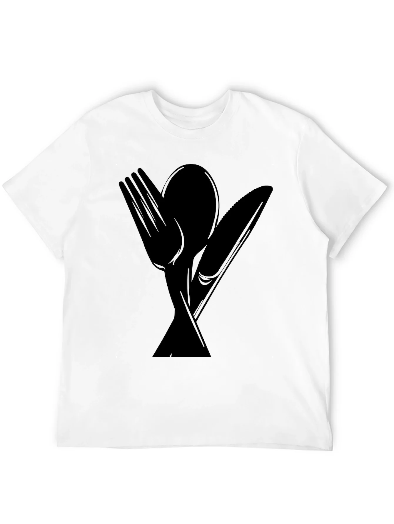 Cutlery Graphic Tee - Black Cotton Blend Shirt