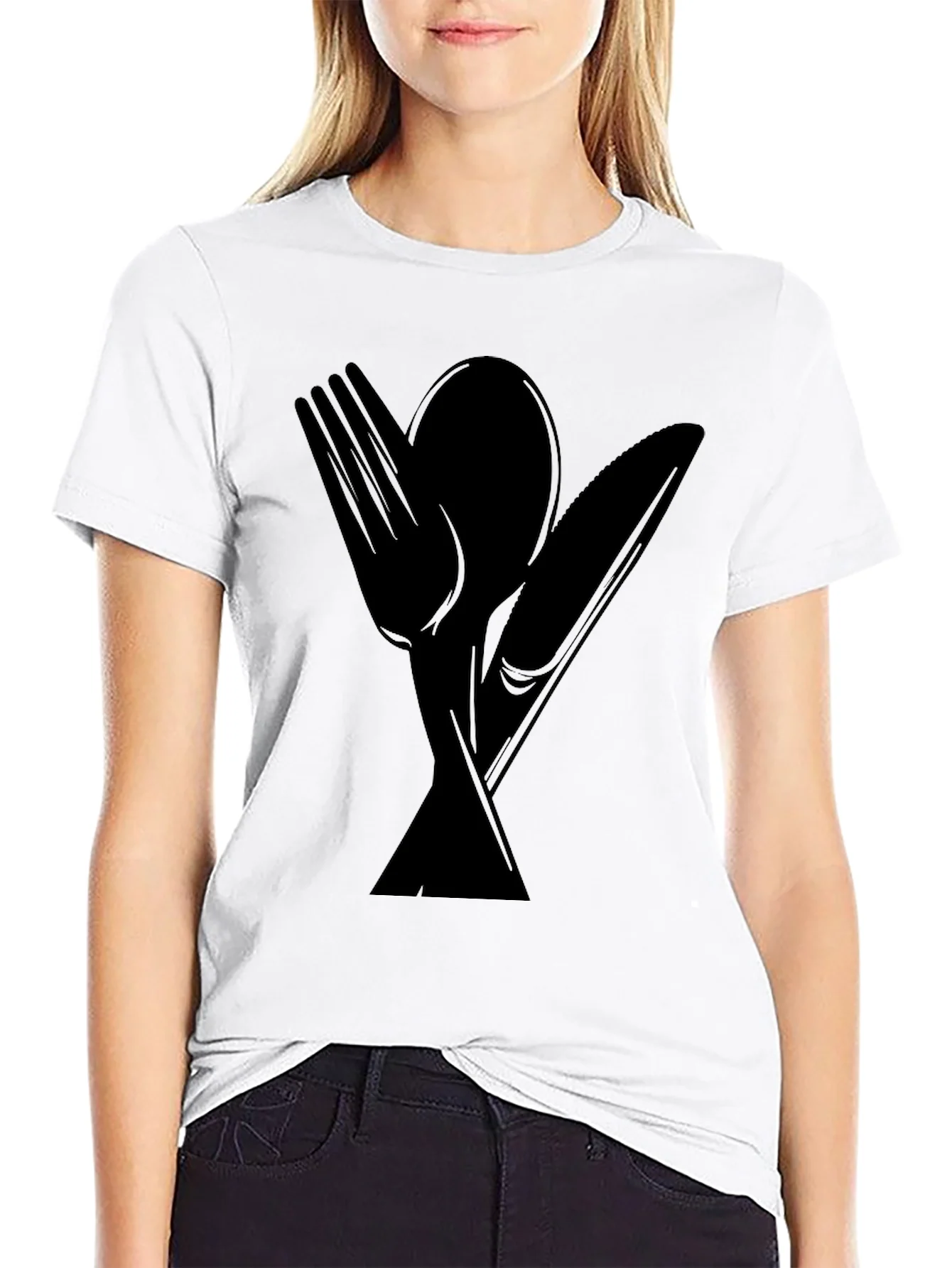 Cutlery Graphic Tee - Black Cotton Blend Shirt