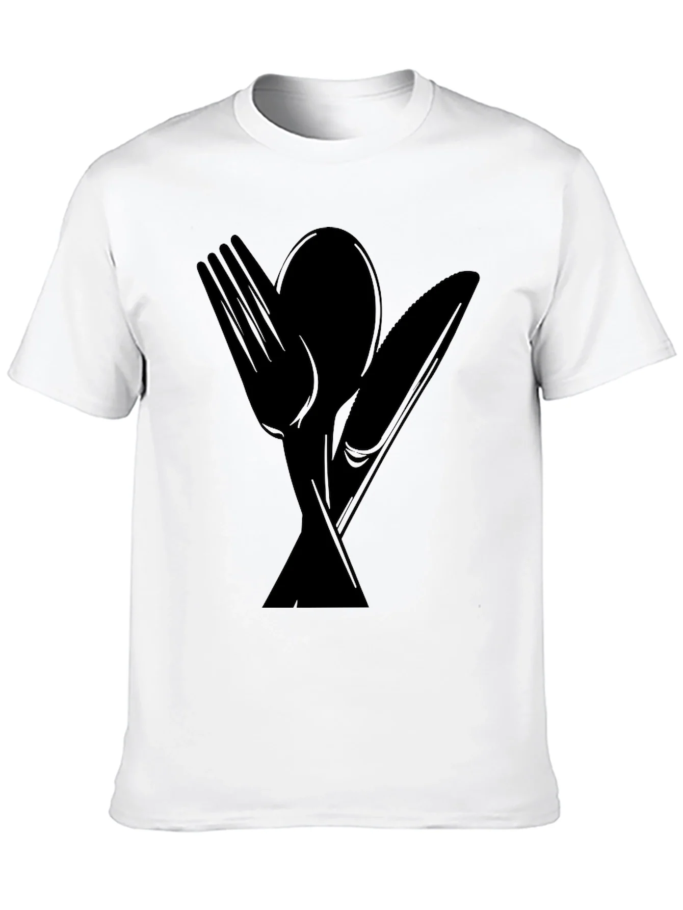 Cutlery Graphic Tee - Black Cotton Blend Shirt