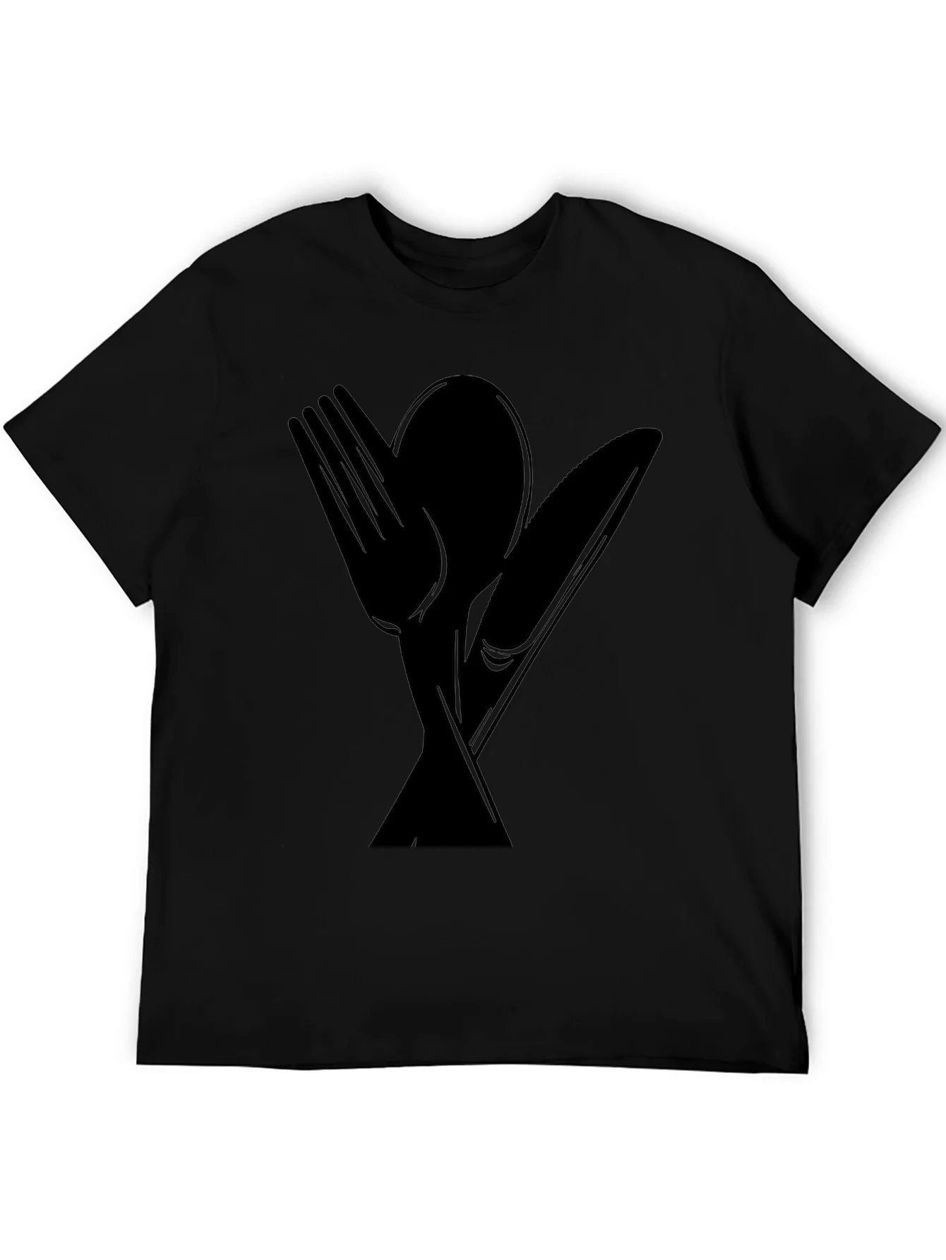 Cutlery Graphic Tee - Black Cotton Blend Shirt