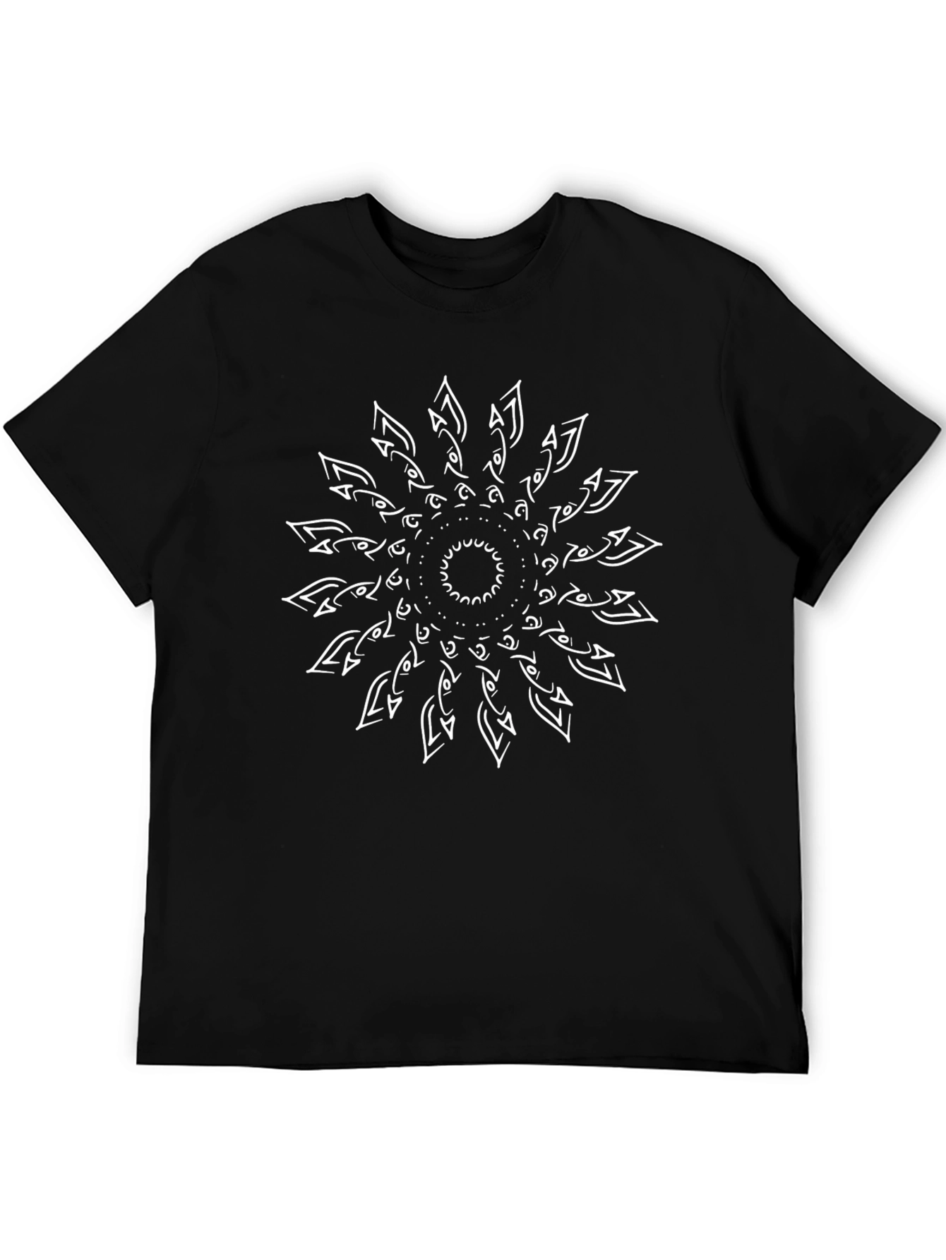 Black Graphic Tee with Mandala Design