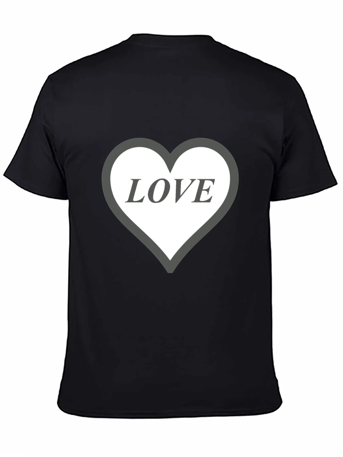 Love Heart Graphic Black T-Shirt