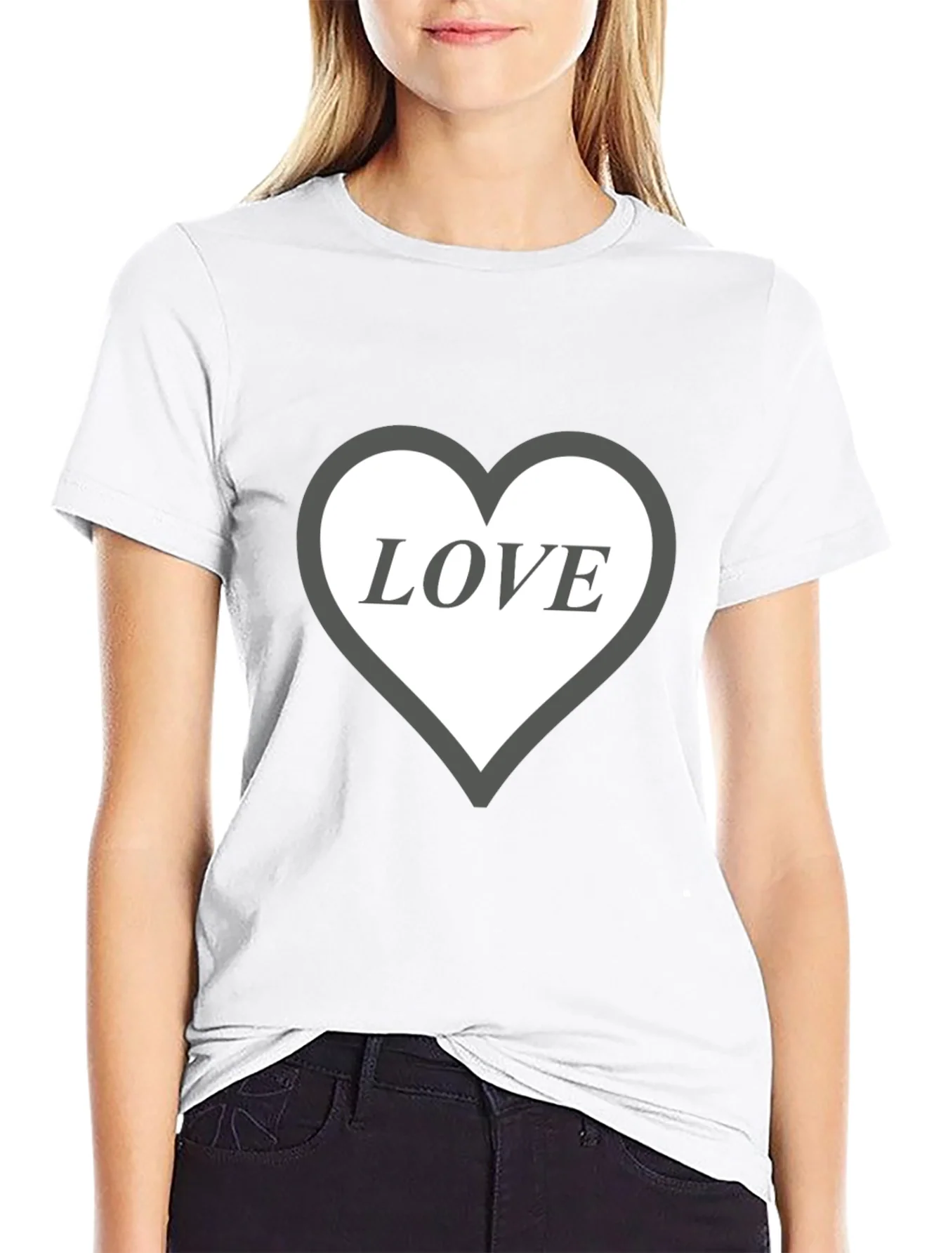Love Heart Graphic Black T-Shirt