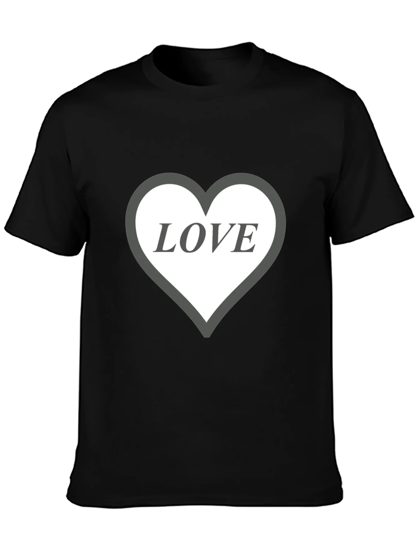 Love Heart Graphic Black T-Shirt