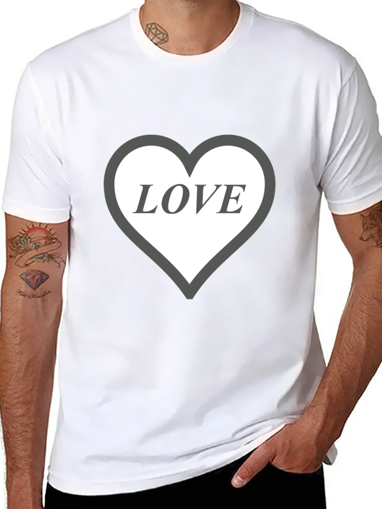 Love Heart Graphic Black T-Shirt