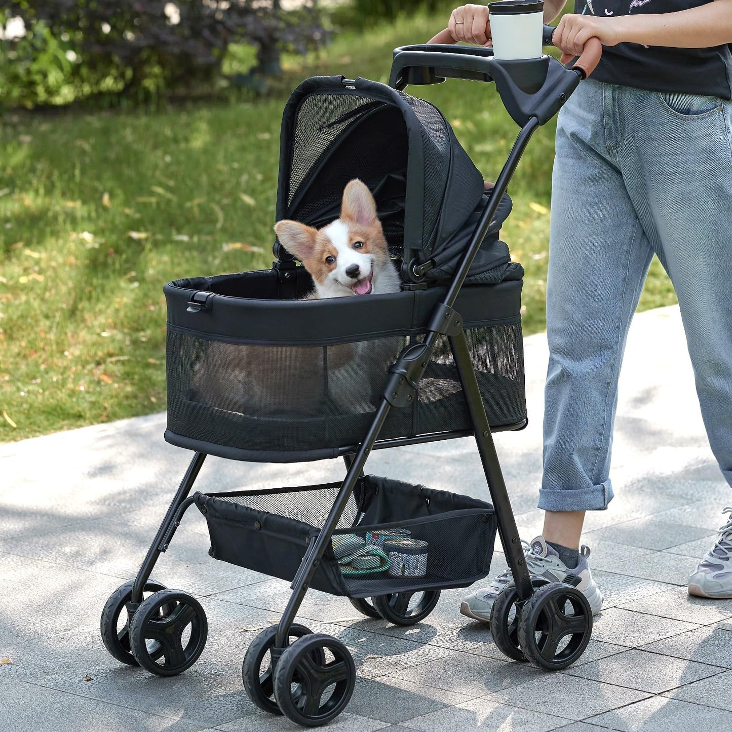Zoosky 3 in 1 Pet Stroller with Removable Carrier, - Latest Style