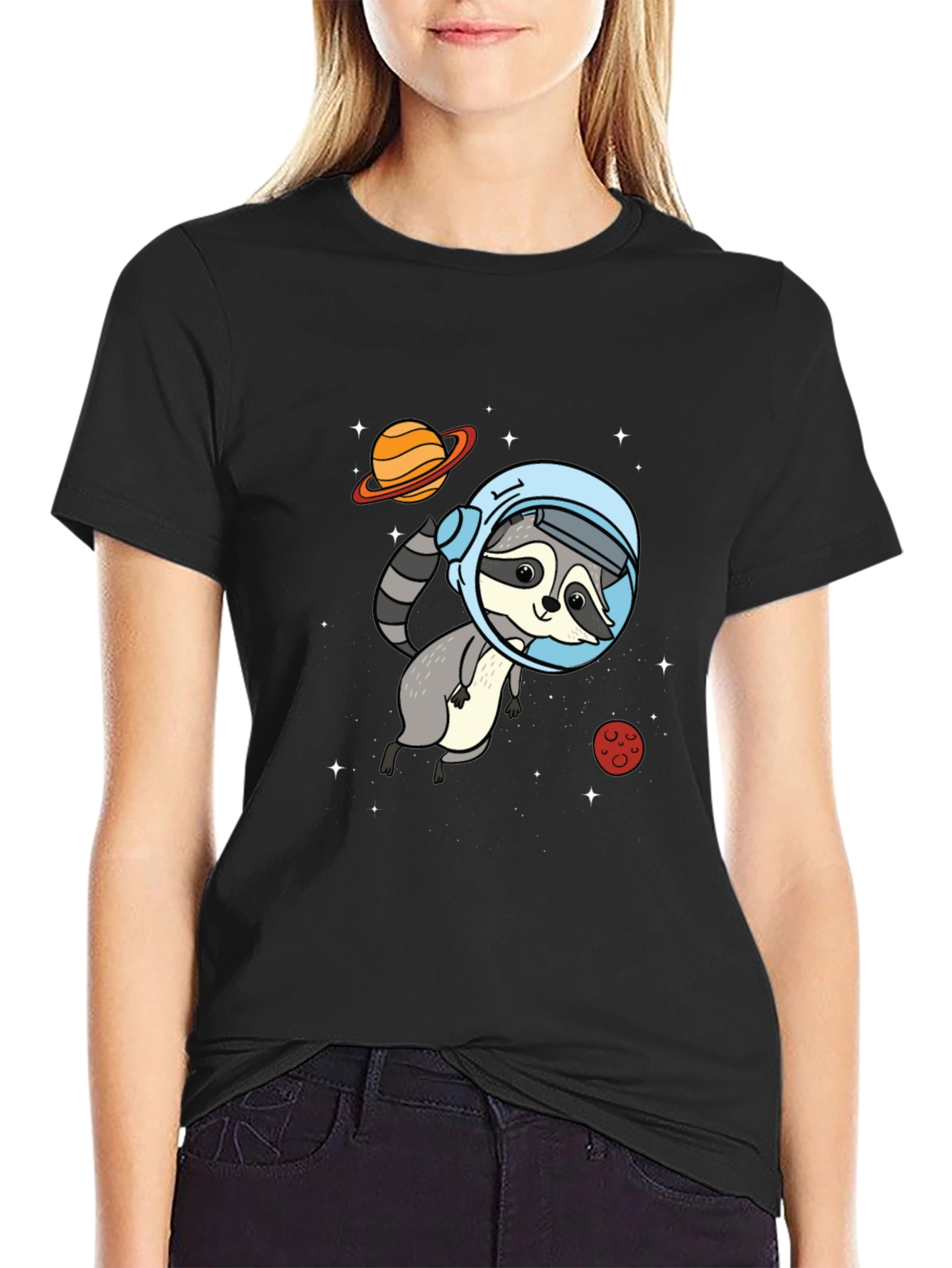 Astronaut Raccoon Graphic Tee - Space Adventure Style