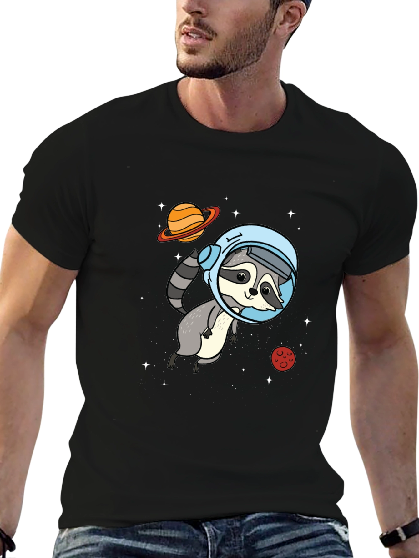 Astronaut Raccoon Graphic Tee - Space Adventure Style
