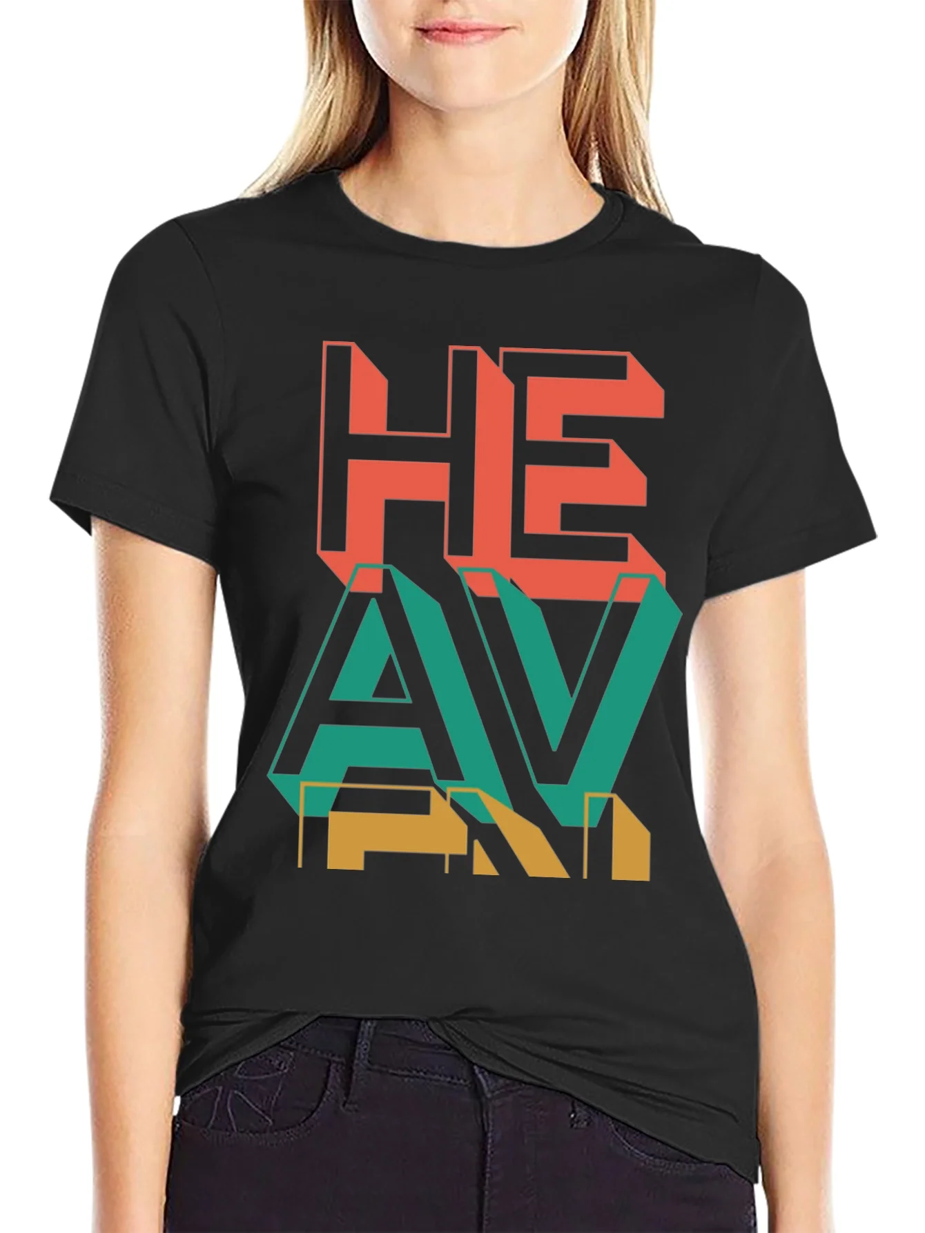 Heavy Retro Graphic Print Black T-Shirt