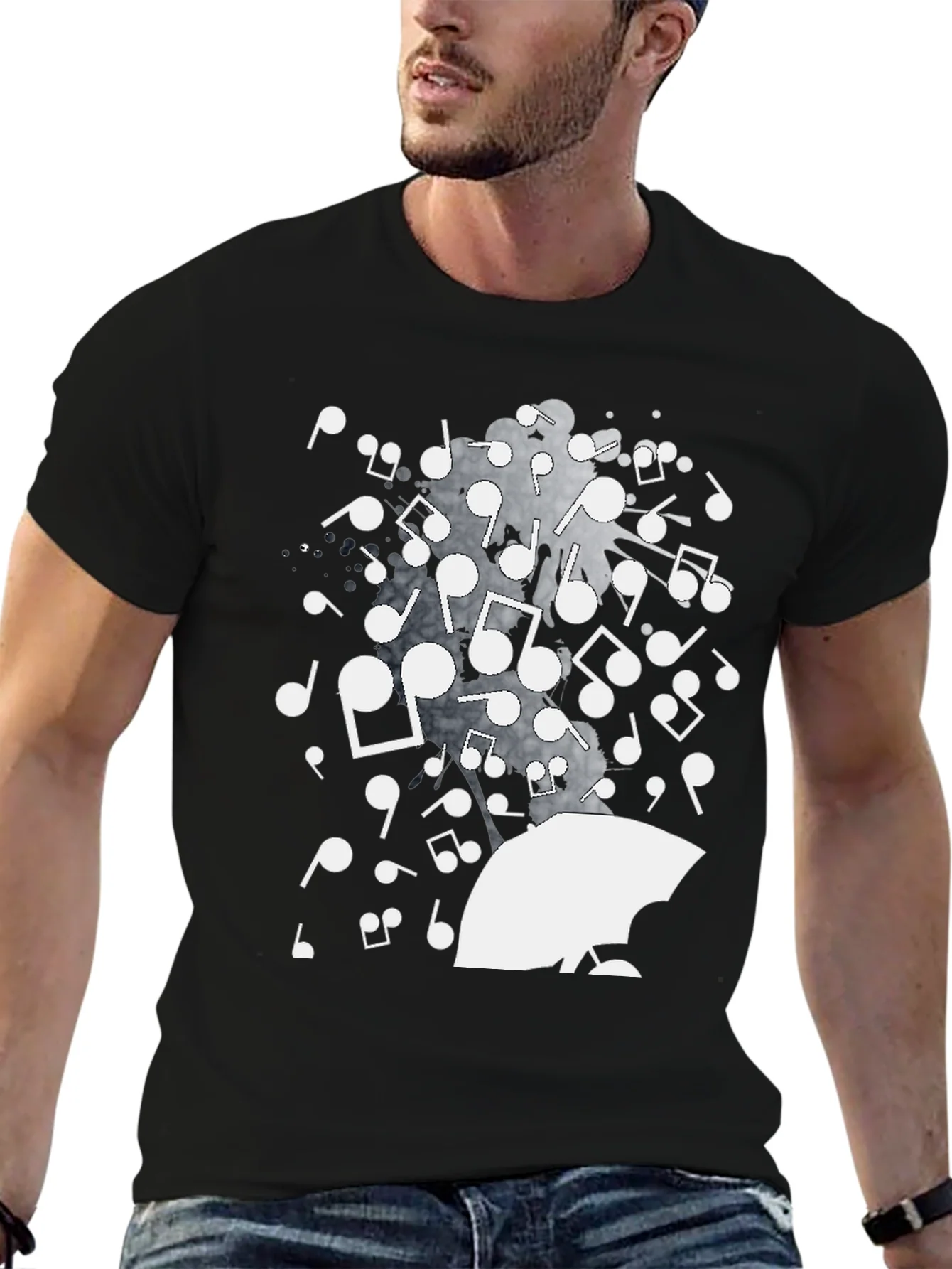 Musical Rain Graphic Tee - Unique Design